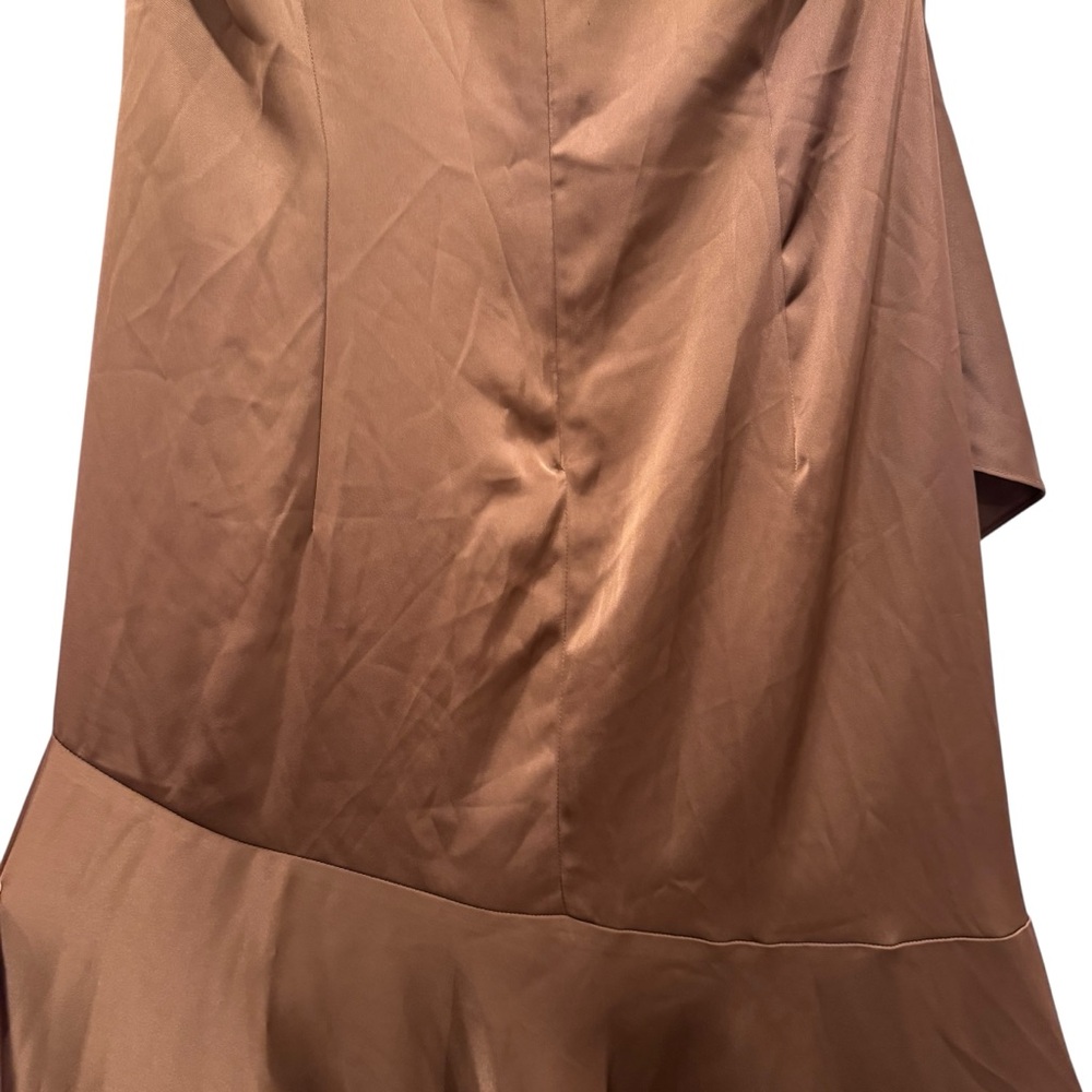 NWT Parker Angie Layered Ruffle Satin Maxi Dress Formal Wedding Brown Umber 12 - Picture 10 of 16